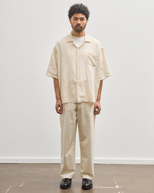 Kapital Soft Linen Open Collar Big Shirt, Ecru