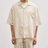 Kapital Unisex Soft Linen Open Collar Big Shirt, Ecru