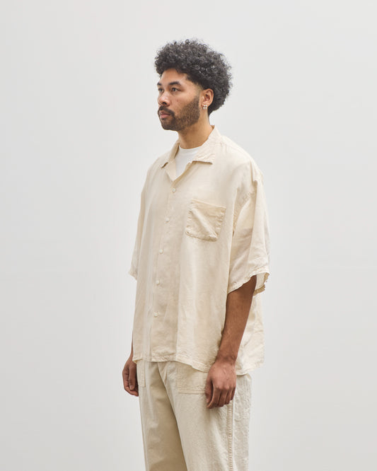 Kapital Soft Linen Open Collar Big Shirt, Ecru