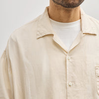 Kapital Unisex Soft Linen Open Collar Big Shirt, Ecru