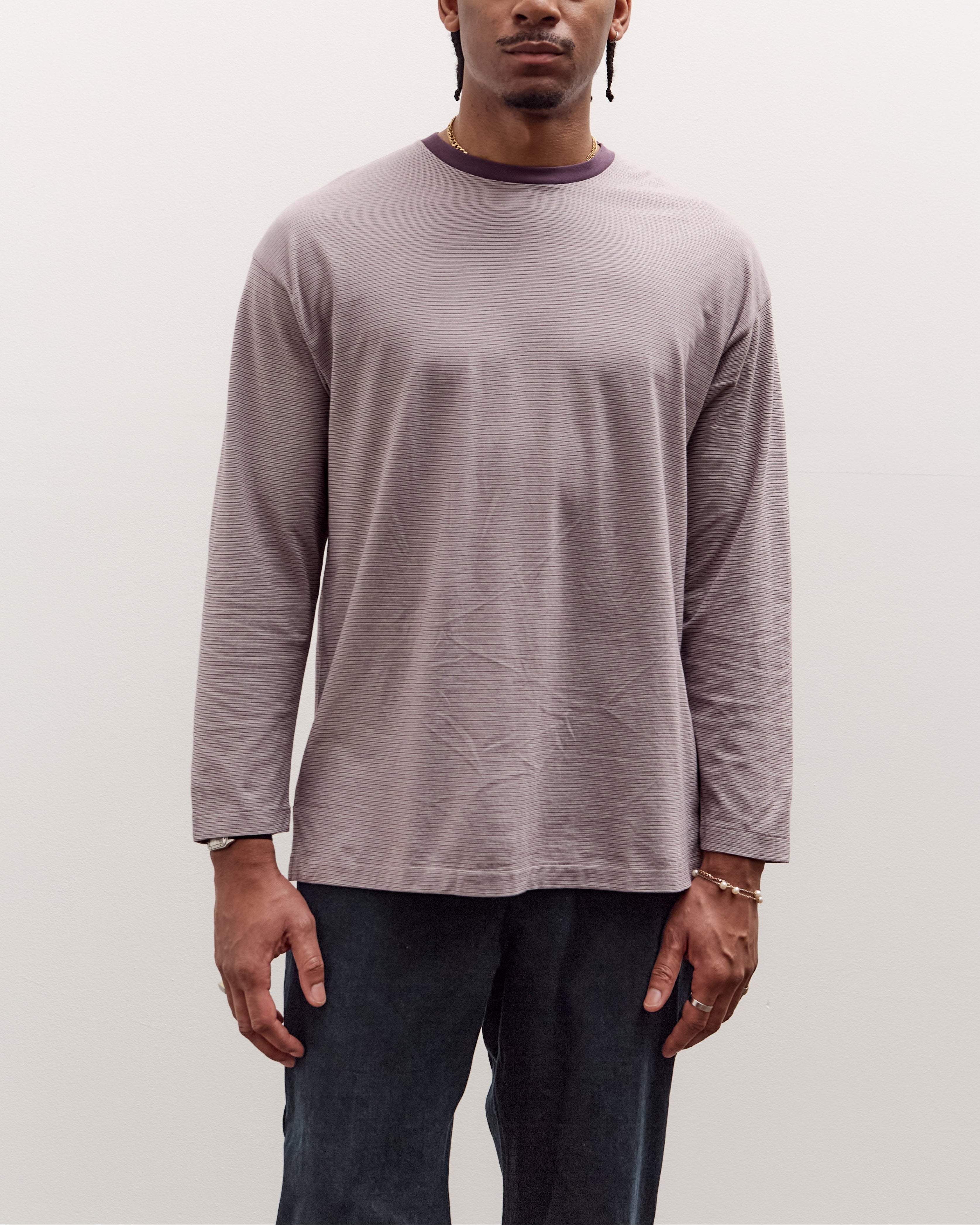 トップス kaptainsunshine Hard Twisted Stripe T Kaptain Sunshine Hard Twisted Stripe Jersey L/S Tee, Grey Multi