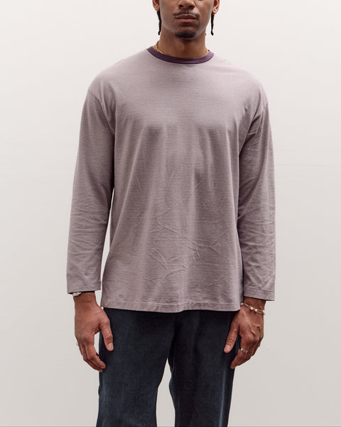 Kaptain Sunshine Hard Twisted Stripe Jersey L/S Tee, Grey Multi