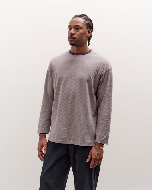 Kaptain Sunshine Hard Twisted Stripe Jersey L/S Tee, Grey Multi Stripe