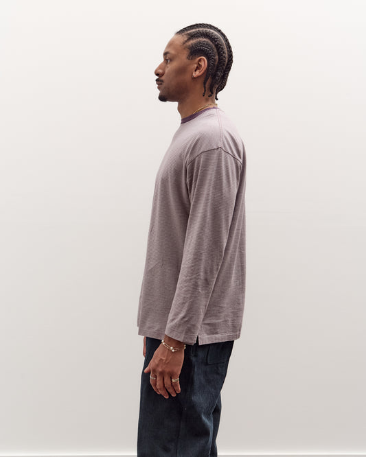 Kaptain Sunshine Hard Twisted Stripe Jersey L/S Tee, Grey Multi Stripe