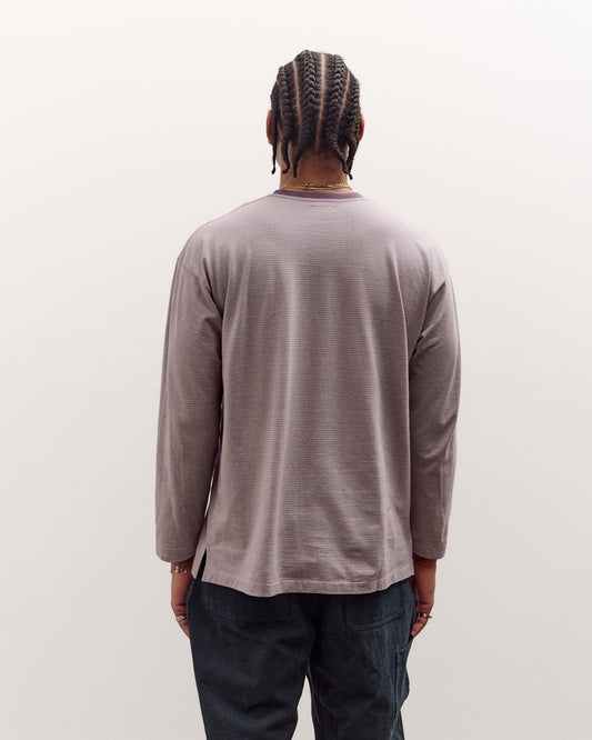 Kaptain Sunshine Hard Twisted Stripe Jersey L/S Tee, Grey Multi Stripe