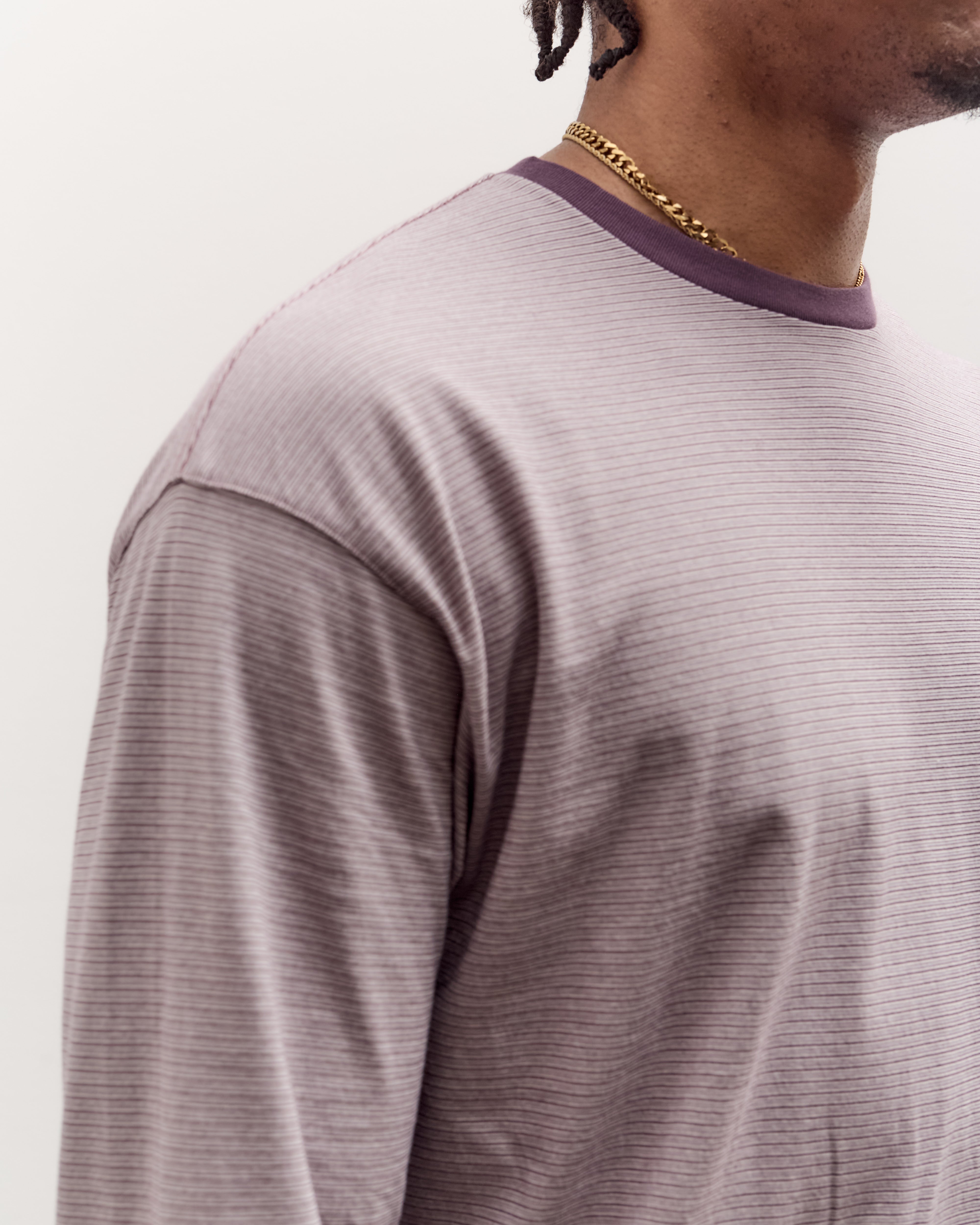 Kaptain Sunshine Hard Twisted Stripe Jersey L/S Tee, Grey Multi