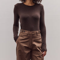 Wool Tencel Crew Neck Top, Brown