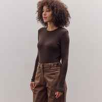 Wool Tencel Crew Neck Top, Brown