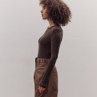 Wool Tencel Crew Neck Top, Brown