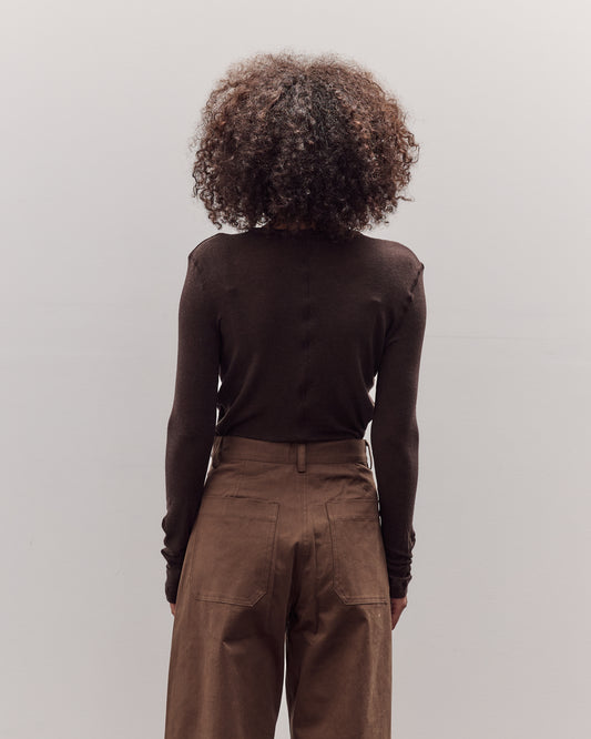 Wool Tencel Crew Neck Top, Brown