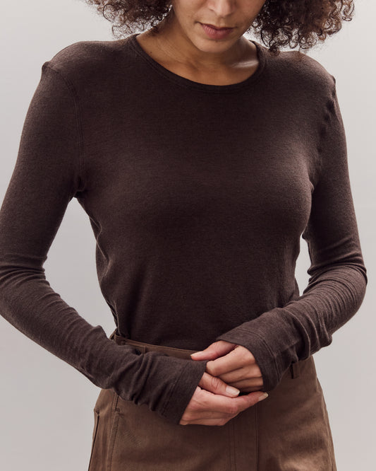 Wool Tencel Crew Neck Top, Brown
