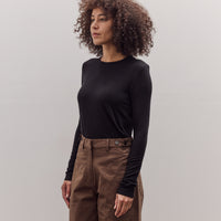 Wool Tencel Crew Neck Top, Black