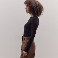 Wool Tencel Crew Neck Top, Black