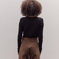 Wool Tencel Crew Neck Top, Black