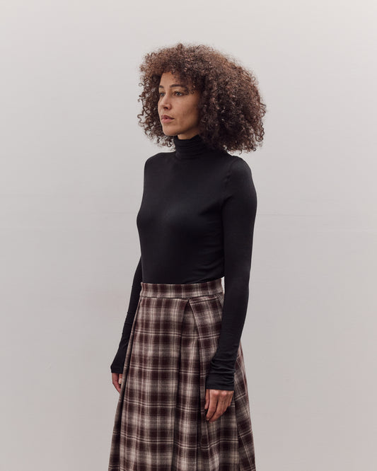 Roll Neck Jersey Top, Black