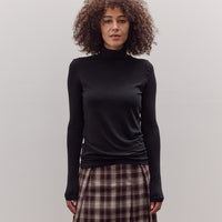 Roll Neck Jersey Top, Black