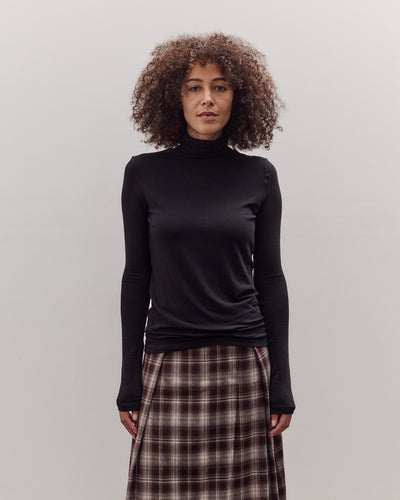 Roll Neck Jersey Top, Black