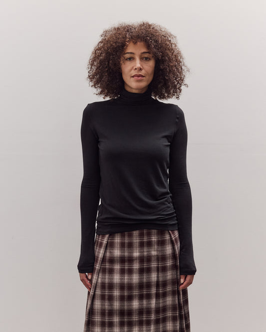 Roll Neck Jersey Top, Black