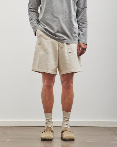 orSlow Unisex Herringbone Fatigue Short Pants, Ecru