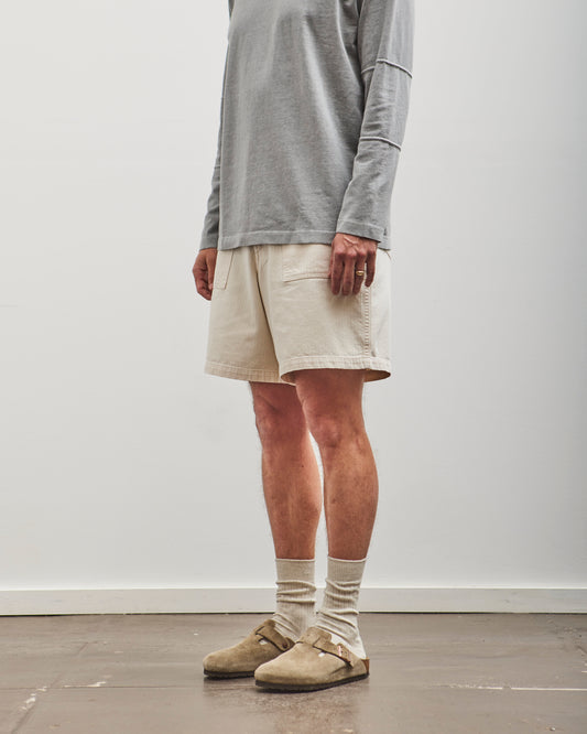 orSlow Unisex Herringbone Fatigue Short Pants, Ecru