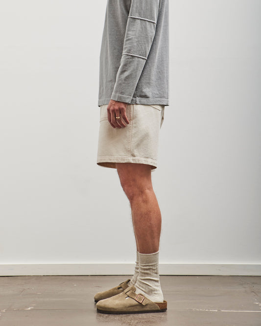 orSlow Unisex Herringbone Fatigue Short Pants, Ecru