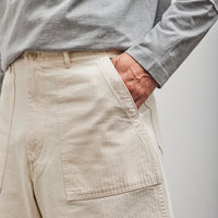orSlow Unisex Herringbone Fatigue Short Pants, Ecru