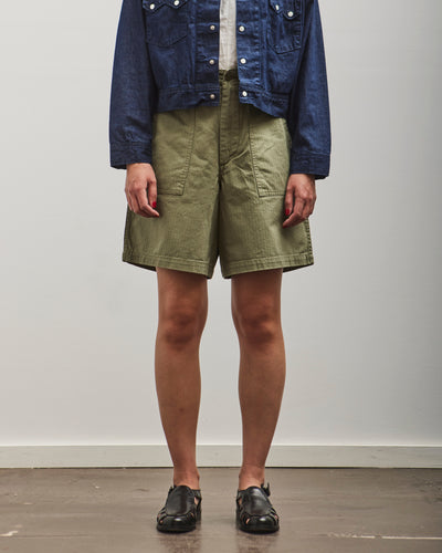 orSlow Herringbone Fatigue Short Pants, Green