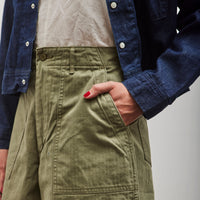 orSlow Herringbone Fatigue Short Pants, Green
