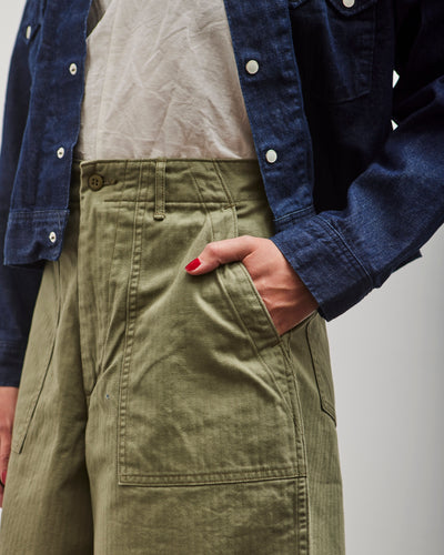 orSlow Herringbone Fatigue Short Pants, Green