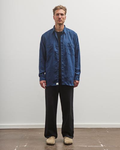orSlow Indigo Linen Work Shirt, Blue