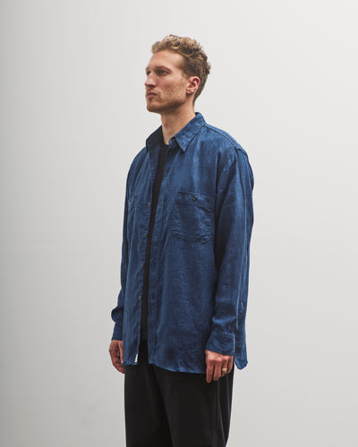 orSlow Indigo Linen Work Shirt, Blue