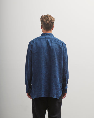orSlow Indigo Linen Work Shirt, Blue
