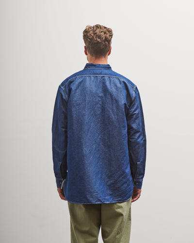 orSlow Linen Dungaree Work Shirt, Blue