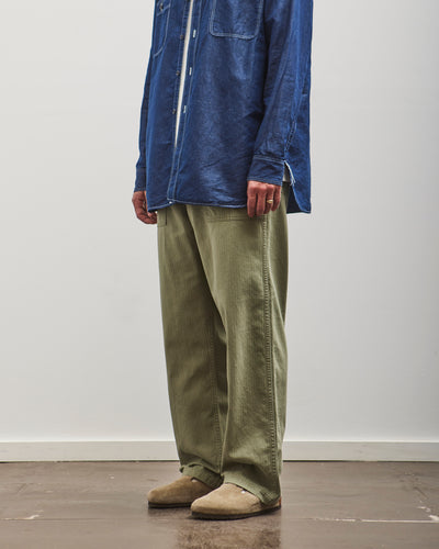 orSlow Summer Fatigue Pants, Herringbone Green