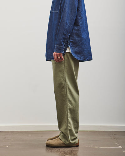 orSlow Summer Fatigue Pants, Herringbone Green