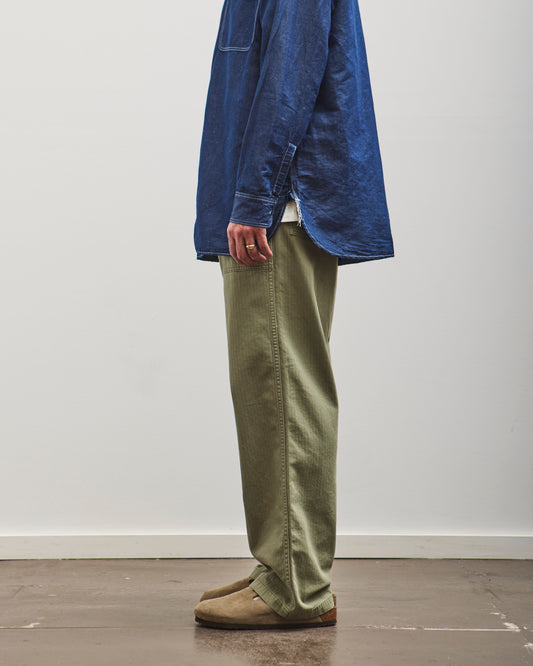 orSlow Summer Fatigue Pants, Herringbone Green