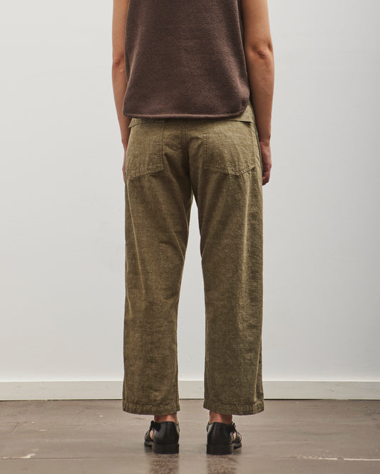 orSlow Short Length Chambray Fatigue Pants, Dusty Olive