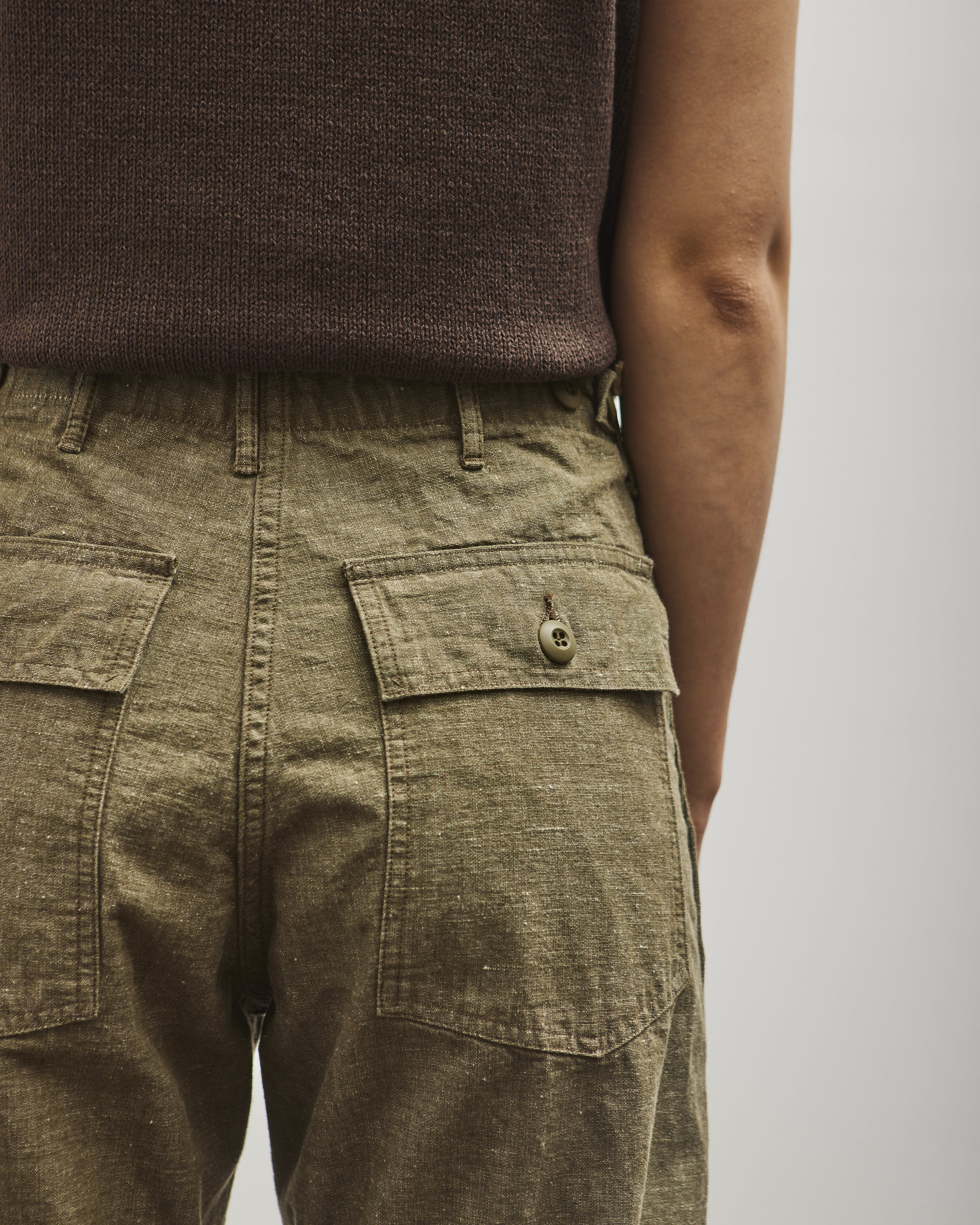 orSlow Short Length Chambray Fatigue Pants, Dusty Olive – Glasswing