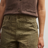 orSlow Short Length Chambray Fatigue Pants, Dusty Olive
