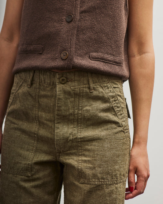 orSlow Short Length Chambray Fatigue Pants, Dusty Olive
