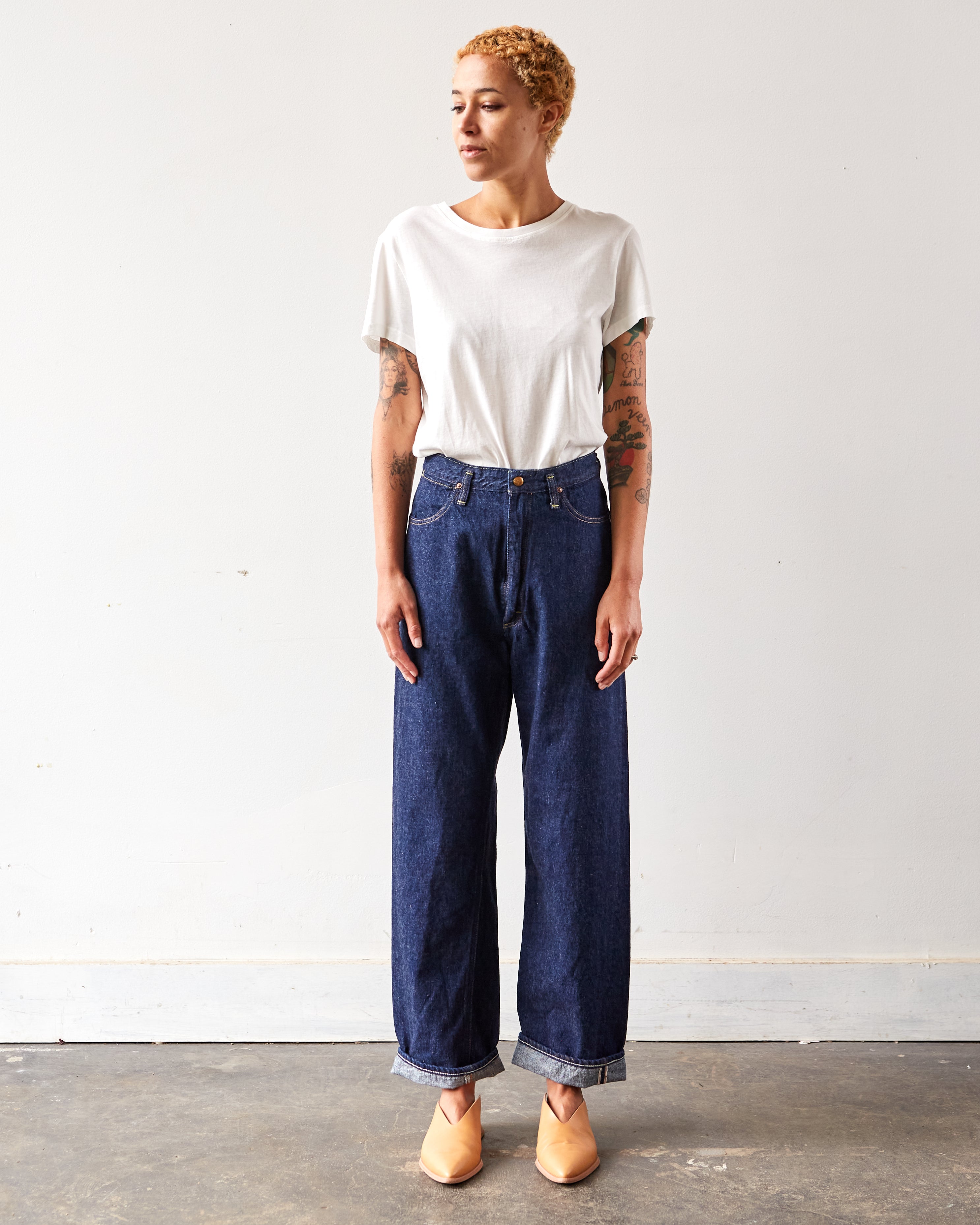 pois one wash denim(ピンク) ¥24,800 税込 orSlow 104 High Rise Denim, One Wash – Glasswing