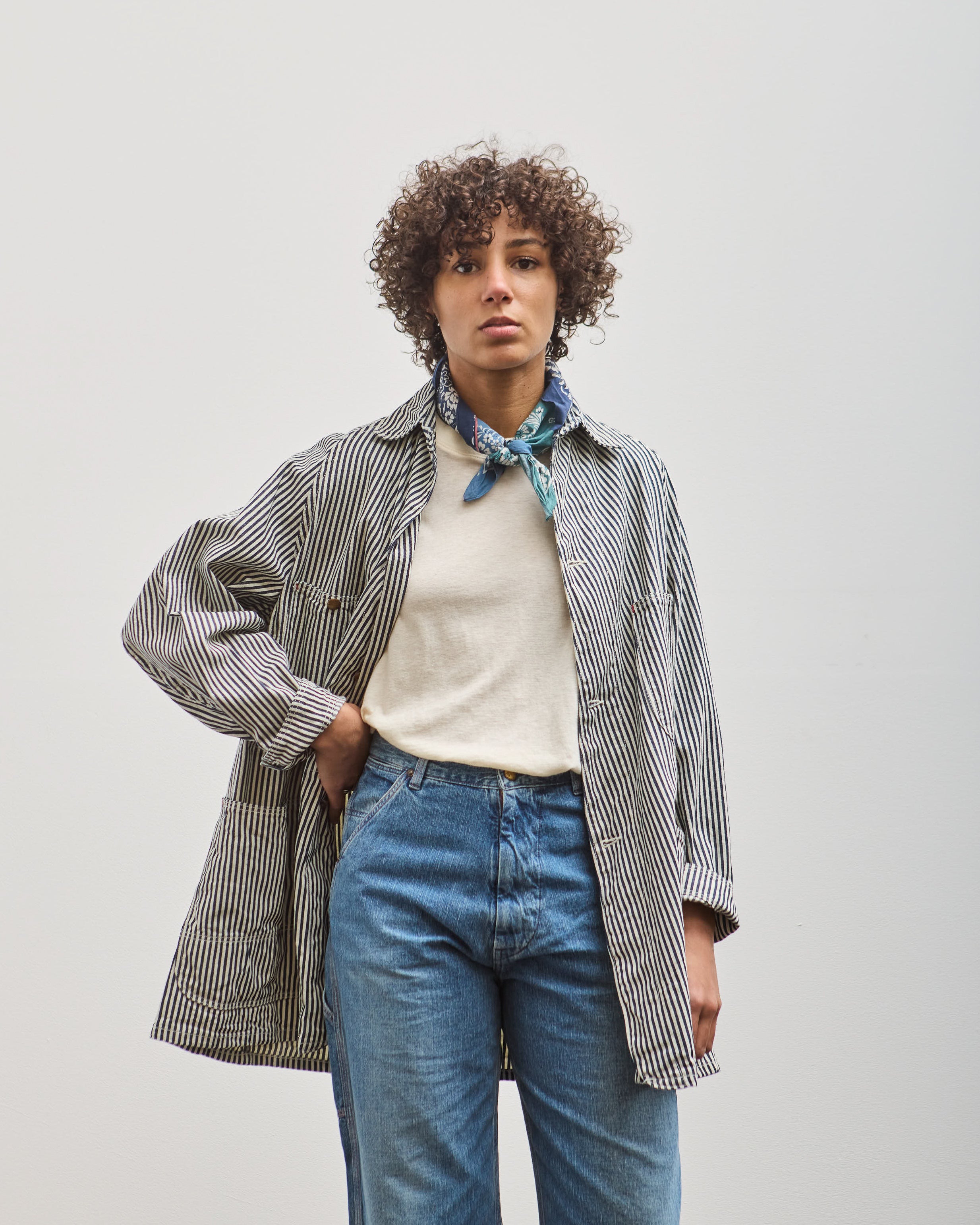 【orSlow】コットンツイル リップストップ ピンバッジ コート サイズ3 L orSlow】コットンツイル リップストップ ピンバッジ コート サイズ3 L