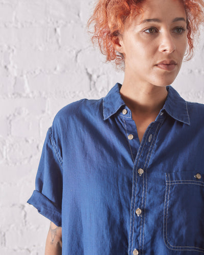 orSlow Loose Fit Short Sleeve Shirt, Indigo