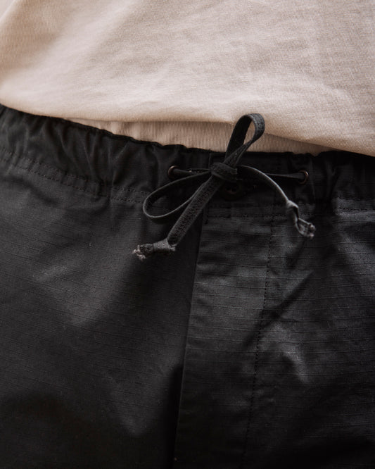 orSlow New Yorker Short in Sumi Black, drawstring detail