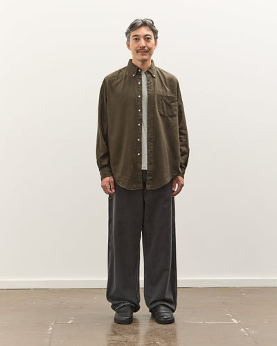 orSlow Standard Button Down Shirt, Coffee Brown Grid