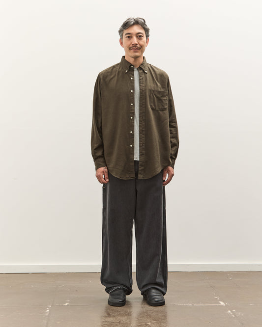 orSlow Standard Button Down Shirt, Coffee Brown Grid