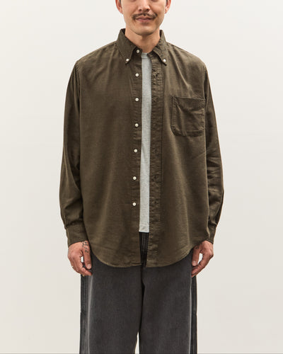 orSlow Standard Button Down Shirt, Coffee Brown Grid