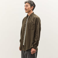 orSlow Standard Button Down Shirt, Coffee Brown Grid