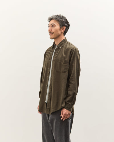 orSlow Standard Button Down Shirt, Coffee Brown Grid