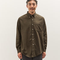 orSlow Standard Button Down Shirt, Coffee Brown Grid